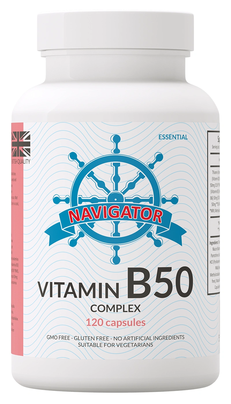 Navigator Witamina B50 Complex VEGE 120 kapsułek - Układ Nerwowy Funkcje Psychologiczne i Serce