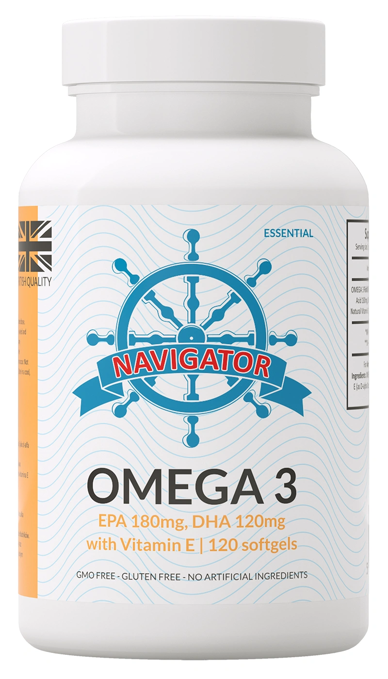 Navigator OMEGA 3 1000 mg, EPA 180 mg, DHA 120 mg, 120 kapsułek miękkich (softgels) - Odporność Serce i Mózg