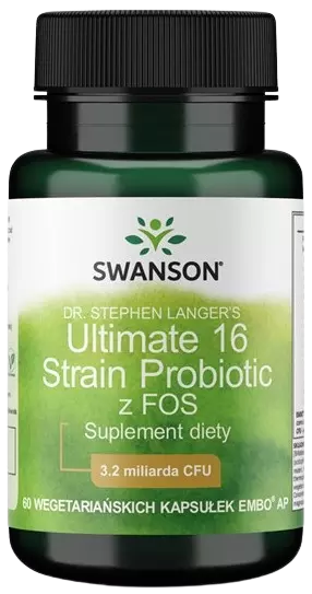 Swanson Ultimate 16 Strain Formula 60 kapsułek – Probiotyk 16 Szczepów Flora Jelitowa Trawienie